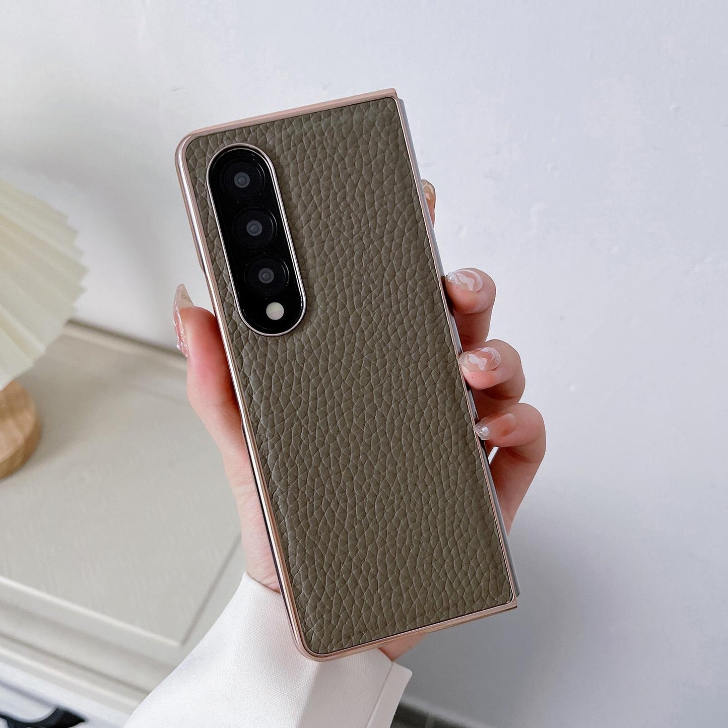 NNEDSZ Star Series Nano Electroplating Pu Case For Samsung Galaxy Z Fold 4 - Black
